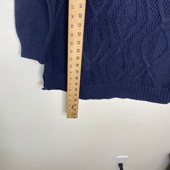 Lands End womens sweater 1X blue cable knit nautical pullover cotton chunky - Picture 6 of 7